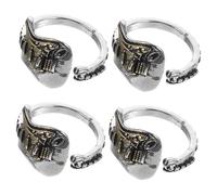 MUCKLILY Bagues De Guitare Punk Pour Hommes Alliage De Zinc Réglable Style Gothique Vintage Lot De 4 Accessoires Mode Rock Adaptées Aux Doigts