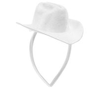 MUCKLILY Bandeau Chapeau de Cowboy Blanc 135 CM pour Fête Western Accessoire de Coiffure pour Costume de Cowgirl Mini Haut de Forme Rigide pour Soirées Carnaval et Danse Country