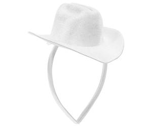 MUCKLILY Bandeau Chapeau de Cowboy Blanc 135 CM pour Fête Western Accessoire de Coiffure pour Costume de Cowgirl Mini Haut de Forme Rigide pour Soirées Carnaval et Danse Country