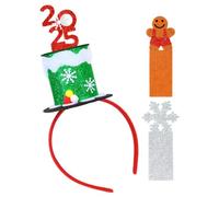 MUCKLILY Bandeau de Noël Chapeau Haut de Forme Mignon en Plastique Cartes de Remplacement, Confortable et Polyvalent pour Fêtes du Nouvel an Garçon et Filles et Adultes