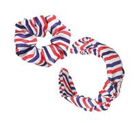 MUCKLILY Bandeau Noué en Satin Motif Drapeau Américain, Lot de 2 Set de Pièces, Accessoires Cheveux pour Femmes et Adolescentes, Élastiques pour Queue de Cheval Doux, Ensemble Coiffure