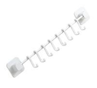 MUCKLILY Barre Murale Cuisine Blanche 8 Crochets sans Perçage Support Multifonction pour Ustensiles Casseroles et Torchons - Organisateur Mural Pratique et Gain de Place pour Rangement