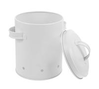 MUCKLILY Bocal de Conservation Légumes en Fer Peint Blanc Pot à Ail et Gingembre Bac de Stockage Pommes de Terre Compact Cuisine Récipient Aéré pour Conservation des Oignons et Légumes