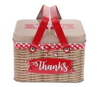 MUCKLILY Boîte À Biscuits Métal Hermétique Portable 3D Imitation Rotin Avec Poignée Pour Rangement Bonbons Et Cookies 6.1X5.0X4.2 Pouces Résistante Humidité Et Insectes