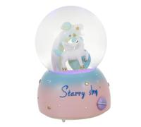 MUCKLILY Boîte à Musique Boule de Cristal Licorne Lumineuse Décoration de Table Matériau Solide Veilleuse pour Garçon et pour Chambre Ornement Élégant
