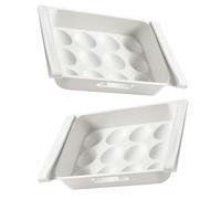 MUCKLILY Boîte à Œufs 12 Compartiments en Plastique Blanc, Grosse Capacité Protection Anti-casse et Maintien de Fraîcheur, Design Tiroir Pratique pour Réfrigérateur