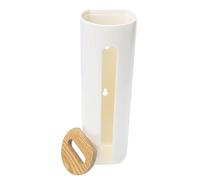 MUCKLILY Boîte de Coton Cosmétique Murale 7,7x6,6x23,8 Cm en Plastique Blanc, Rangement Adhésif pour Lingettes Démaquillantes, Accessoires Salle de Bain, Stockage Compact et Pratique