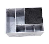 MUCKLILY Boîte de Rangement Coiffure Multifonctionnelle Antidérapante pour Ciseaux et Peignes Organisateur Professionnel Six Compartiments Effet Marbre Support pour Outils de Coiffure