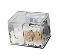 MUCKLILY Boîte de Rangement Transparente pour Coton Organisateur Pratique Couvercle pour Démaquillants et Tiges pour Propre et Rangé