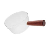 MUCKLILY Bol à Nouilles en Verre Transparent 600 Ml avec Anse en Bois Bol à Dessert Multifonction Pot de Service pour Fruits et Salades Usage Domestique et Restauration Décoratif