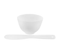 MUCKLILY Bol Mélangeur En Silicone Blanc Grand Taille 2 Pièces Kit Spatule Faciale Bâtonnet Soin Peau Pour Usage à Domicile Et Salon