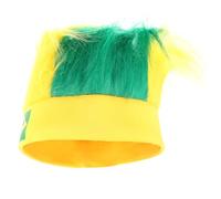 MUCKLILY Bonnet à Postiche Élastique en Maille Respirante pour Cosplay Football Taille Unique Couleur Drapeau Brésil Accessoire Déguisement Fête et Soirée Thème Bonnet de Fabrication