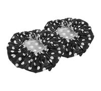 MUCKLILY Bonnet de Imperméable Femme en Satin et Eva, Élastique, Protège les Cheveux de L'humidité, pour Sauna, Lot de 2 Pièces Noir