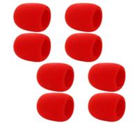 MUCKLILY Bonnettes en Mousse Rouge du Vent Bruit Lot de 8 Housse Douce et Confortable pour Microphone à Main pour Performances sur Scène et Ktv