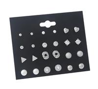 MUCKLILY Boucles D’Oreilles Géométriques en Perles et Zircon, Clous D’Oreilles de Cœur, Ensemble Argenté 2 Pièces, Bijoux Élégants pour Femmes, Accessoires Boucles Oreilles