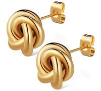 MUCKLILY Boucles D'oreilles Bouton en Acier Inoxydable Doré Motif Pompon, pour Femmes, Élégantes et Adaptées aux Événements Quotidiens