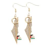 MUCKLILY Boucles D'oreilles Pendentif Carte de Palestine en Acier Inoxydable Or Motif Pastèque, Design Unique et Brillant pour Fêtes et Usage Quotidien