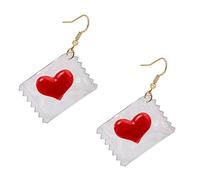 MUCKLILY Boucles D'oreilles pour Occasions Spéciales Rouge de Cœur et Bonbon Créatives et Stylées Gouttes en Résine et Accessoires Photo