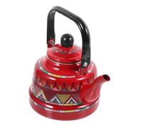 MUCKLILY Bouilloire Émail Rétro pour Cuisinière Capacité Épaisse pour Thé Café et Vin Chaud Poignée Ergonomique Design Décoratif Rouge