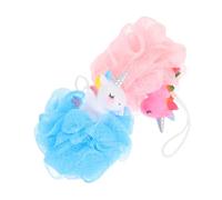 MUCKLILY Boules de Bain Exfoliantes en Maille Licorne Lot de 2 pour Garçon et Filles Design Licorne Bain Éponge en Plastique Sûre