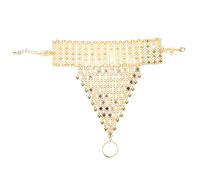 MUCKLILY Bracelet Chaîne Multi-couches Alliage Épais pour Femmes Bracelet Bague Réglable Style Ethnique pour Danse et Festivals de Poignet Vintage