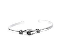 MUCKLILY Bracelet Vintage Ouvert Réglable Argent avec Motif Mains Entrelacées Bijou de Bras Créatif pour Femme