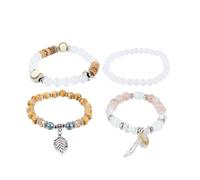 MUCKLILY Bracelets joncs bohème en perles multicouches beige, 1Pc, alliage plastique coquillage, bords lisses, confortables pour femmes au quotidien