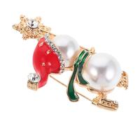 MUCKLILY Broche Bonhomme de Neige Noël en Émail avec Cristaux et Perles Épingle Fantaisie pour Pull Châle ou Manteau Accessoire Festif Hiver pour Femme Décoration Élégante