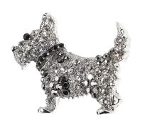 MUCKLILY Broche Chien en Alliage avec Cristaux Argentée, Style Cartoon | Éclat Scintillant, Légère à Porter, pour Cols et Chapeaux, Touche Chic pour Tenues de Fête