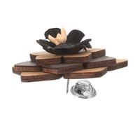 MUCKLILY Broche en Bois Naturel Pentagramme Épingle à Boutonnière pour Costume Homme Décoration Costume Mariage et Fête Épinglette Fleur Artisanale Élégante pour Hommes