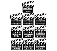 MUCKLILY Broche Épingle Noire Accessoire Polyvalent et Sécurisé 10 Pièces en Alliage Design Classique de Clap de Cinéma pour Soirées à Thème Film ou Festivals