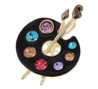 MUCKLILY Broche Palette De Peinture Femme Élégante En Alliage Anti-dévoilement, Accessoire Costume Et Robe Pour Fête Et Occasions Spéciales, Noire Avec Cristaux, Taille Petite