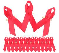 MUCKLILY Broche Ruban Rouge Sensibilisation Sida, Épingle de Ruban 16 Cm en Tissu, Accessoire de Collecte de Fonds, Bijou Femme pour Événement de Prévention