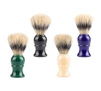 MUCKLILY Brosse à Barbe pour Homme 4 Pièces Manche Plastique Poils en Soie de Porc Couleurs Assorties Bleu Vert Noir Crème Accessoire de Soins Personnels Pratique pour Rasage et