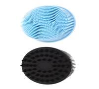 MUCKLILY Brosse de Bain en Silicone Exfoliante 2 Pièces Taille Moyenne Souple pour Bébé Soins Corporels Massage Bain Noir et Bleu