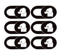 MUCKLILY Cache Webcam Coulissant Confidentialité pour Ordinateur Portable et Tablette, Lot de 6 Pièces, Adhésif Puissant, Protection Anti-Regard, Couleur Blanc Motif Éléphant Cartoon,