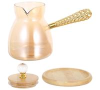 MUCKLILY Cafetière Turque Cezve en Verre 550 Ml avec Poignée Latérale Isolante, Récipient à Café pour Machine à Chocolat Chaud et Thé en Vrac, Accessoire Pratique pour Préparation Café