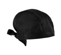 MUCKLILY Calotte de Traiteur Noire à Ruban Ajustable en Toile Résistante, Chapeau de Chef Unisexe, Turban Cuisine pour Serveur et Cuisinier, Taille Unique pour Restauration et Boulangerie