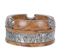 MUCKLILY Cendrier en Bois de Manguier 1 Pièce Style Rétro Éléphant, Décoration de Salon, Plateau à Suie Naturel pour Bureau, Hôtel et Maison, Ornement de Table Original et Solide