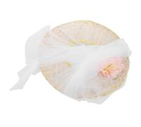 MUCKLILY Chapeau Conique en Bambou Tressé avec Voile Intégré Taille Unique Chapeau de Soleil Léger et Pliable pour Protection UV Accessoire Traditionnel Asiatique pour Cosplay Mariages