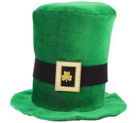 MUCKLILY Chapeau Haut de Forme Saint Patrick en Velours Vert à Trèfle | Accessoire de Fête Réutilisable, Style Irlandais Classique, pour Déguisement, Photo Booth et Événements
