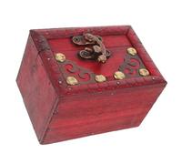 MUCKLILY Coffre de Rangement Vintage en Bois Rouge Rétro avec Couvercle Petite Boîte à Trésors et Boîte à Bijoux Décorative Malle de Rangement Pratique pour Souvenirs et Objets Précieux