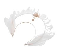 MUCKLILY Coiffe Halo Blanche Femme Déguisement Halloween Couronne Accessoires Mariage Déesse Diadème Ornement Cheveux