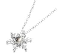 MUCKLILY Collier Flocon de Neige Argenté en Alliage Chic et Unique Projection « je T’aime » en 100 Langues, pour Halloween et Noël, sans Corrosion Danger Peau