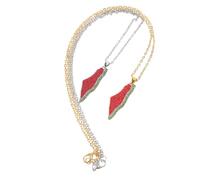 MUCKLILY Collier Pastèque Pendentif En Acier Inoxydable Léger Pour Événements Décontractés Breloque Carte De Palestine Unisexe