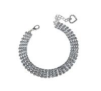 MUCKLILY Collier pour Chien Cristaux 4 Rangs Blanc Taille S Pendentif Cœur, Bijou Élégant pour Animaux de Compagnie, Accessoire Photo et Costume, Chaîne Décorative pour Chihuahua et Petit