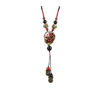 MUCKLILY Collier Ras du Cou Long Ethnique Pendentif en Alliage Orné de Verre et Coquillages Chaîne de Clavicule pour Collocation Habillée et Style Vintage Féminine