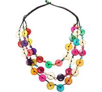 MUCKLILY Collier Statement Bohème Chic en Bois et Coquille de Noix | Style Rétro Élégant, pour Femme, Douce et Festive, Noël et Saint-valentin, Bijou Africain