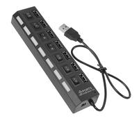 MUCKLILY Concentrateur USB 7 Ports USB 20 Voyant LED Câble d'Extension Multiport Portable Noir Compatible PC et Ordinateur Portable Transmission Haute Vitesse