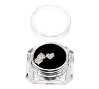 MUCKLILY Décoration en Cristal de Cœur Argenté N°7 3 Boîtes de Décorations Brillantes pour Femmes Ornement de Dent 58X46Mm Épaisseur 15Mm Charme pour Dents Grills Dentaires
